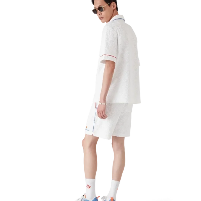 Cămașă cu mâneci scurte din material de prosop cu monogramă Jacquard Cămașă cu mâneci scurte din material de prosop cu monogramă Jacquard