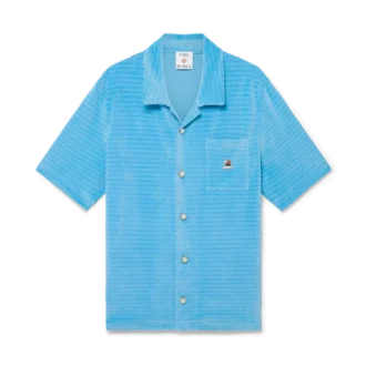 Cămașă cu mâneci scurte din velur cu dungi