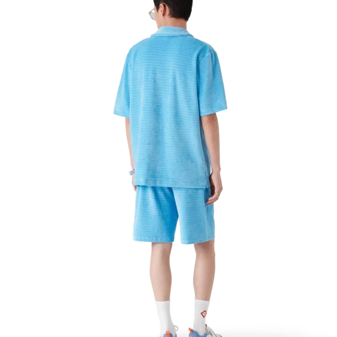 Cămașă cu mâneci scurte din velur cu dungi