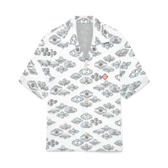 Cămașă cu mâneci scurte și motiv jacquard