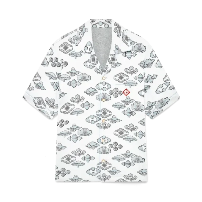 Cămașă cu mâneci scurte și motiv jacquard