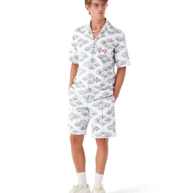 Cămașă cu mâneci scurte și motiv jacquard