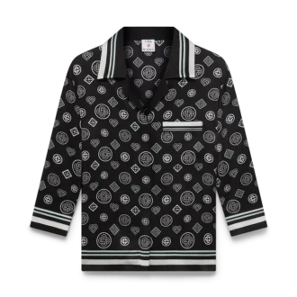 Cămașă de pijama din satin de mătase cu monogramă