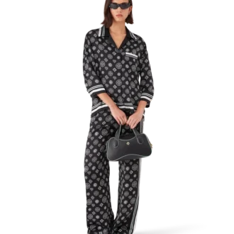 Cămașă de pijama din satin de mătase cu monogramă