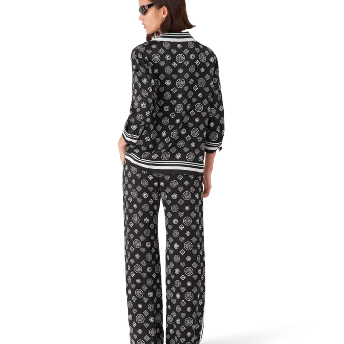 Cămașă de pijama din satin de mătase cu monogramă