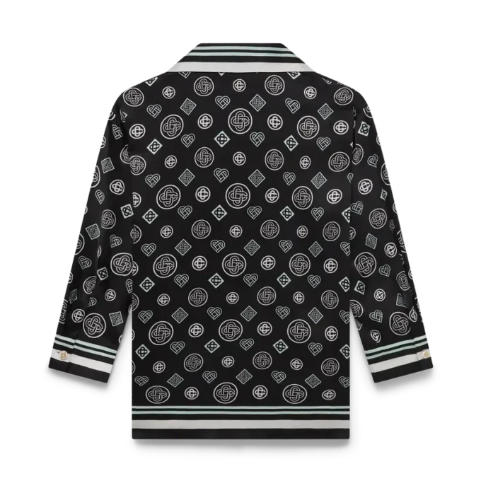 Cămașă de pijama din satin de mătase cu monogramă