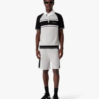 Cămășa de polo cu mâneci scurte, cu fermoar și dungi din plasă metalică