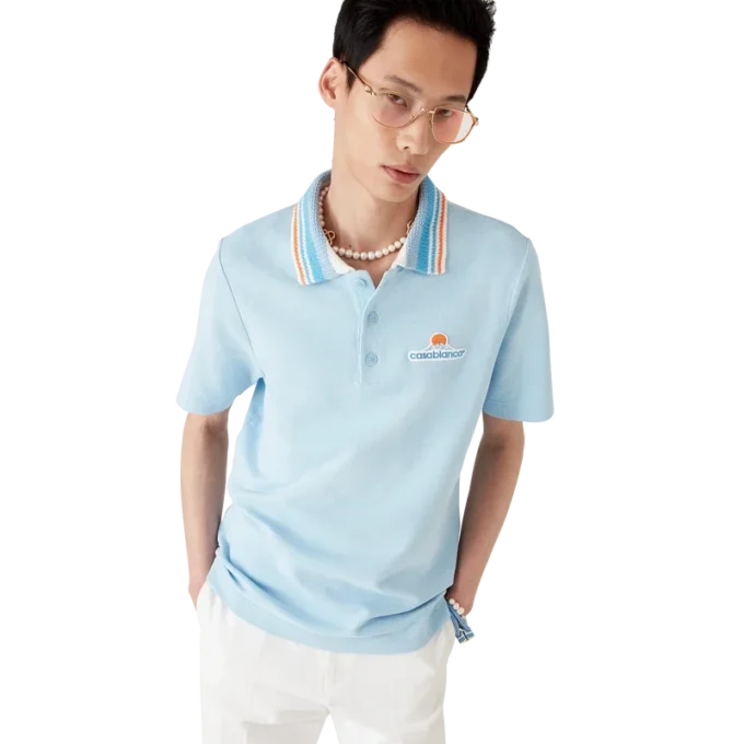 Cămășa de tricot piqué cu mâneci scurte de tricot polo