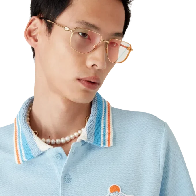 Cămășa de tricot piqué cu mâneci scurte de tricot polo