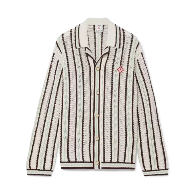 Cămașă din bumbac croșetat cu dungi Cămașă din bumbac croșetat cu dungi