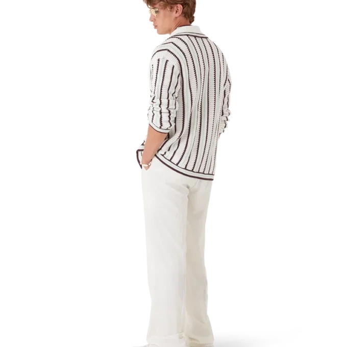 Cămașă din bumbac croșetat cu dungi Cămașă din bumbac croșetat cu dungi