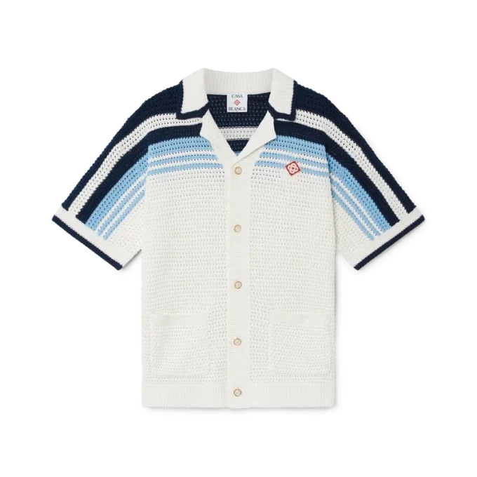 Cămașă din bumbac croșetat cu pantaloni scurți