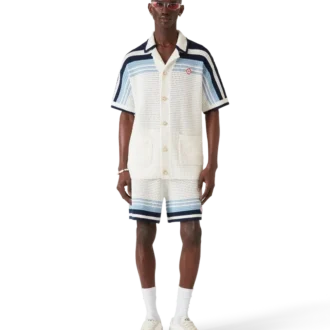 Cămașă din bumbac croșetat cu pantaloni scurți