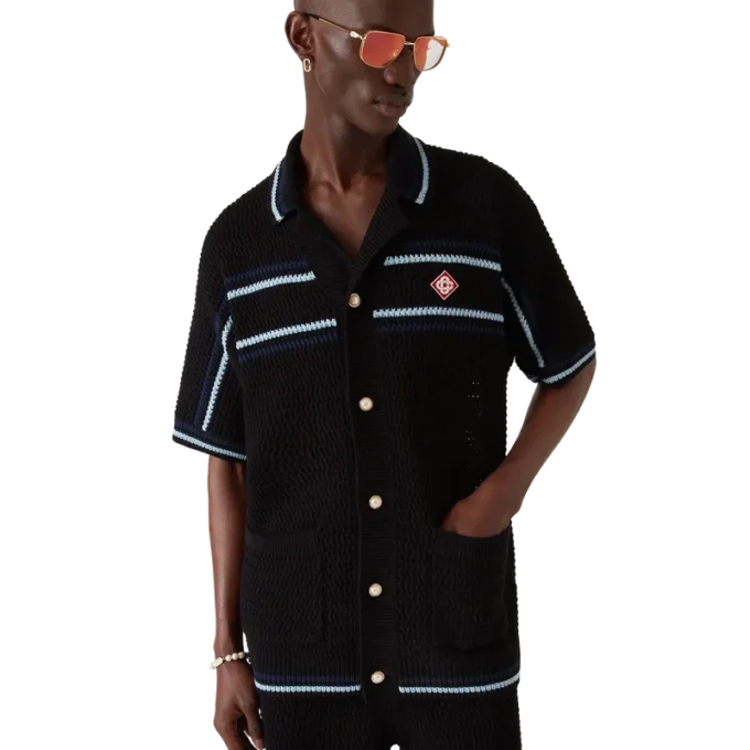 Cămașă din bumbac croșetat cu pantaloni scurți