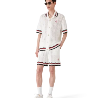 Cămașă din bumbac cu mâneci scurte și croșetată Montagne Ondulee