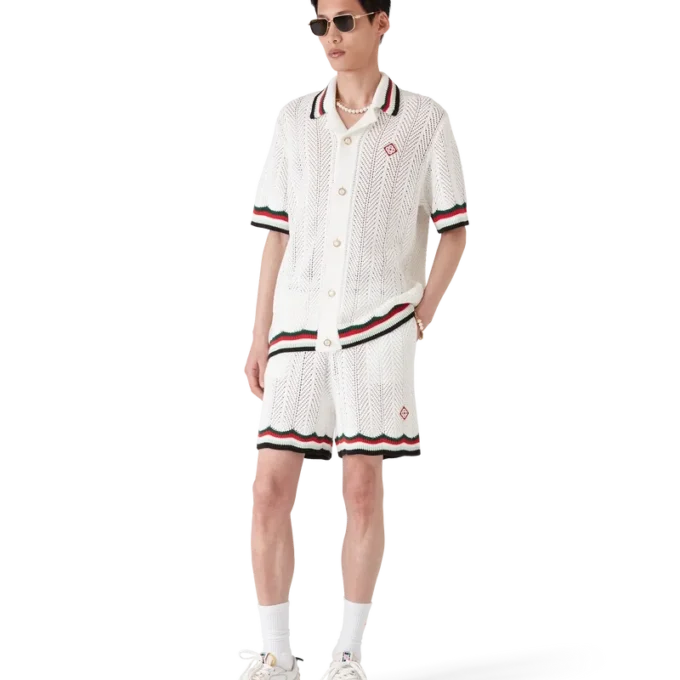 Cămașă din bumbac cu mâneci scurte și croșetată Montagne Ondulee