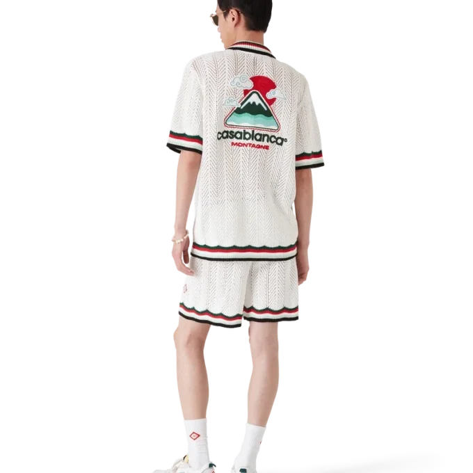 Cămașă din bumbac cu mâneci scurte și croșetată Montagne Ondulee