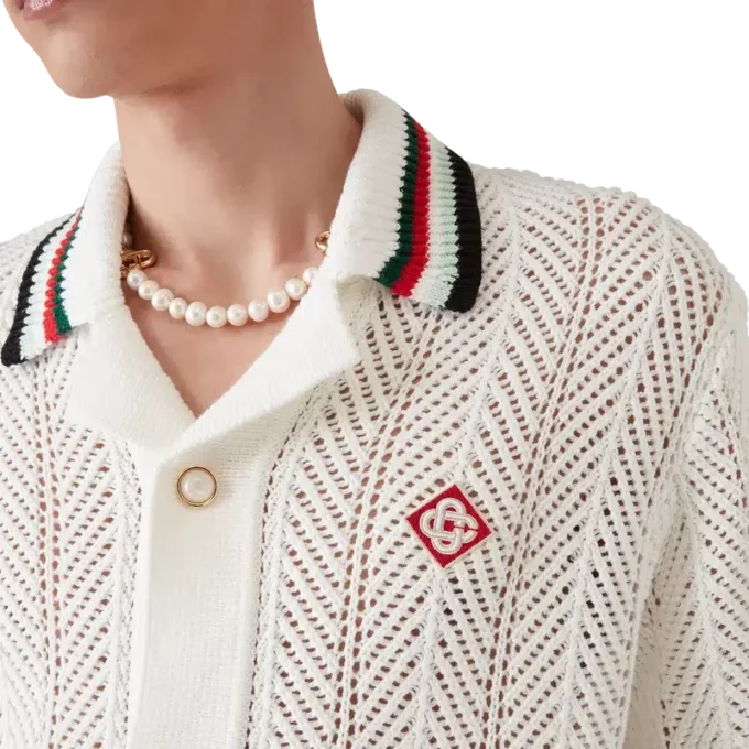 Cămașă din bumbac cu mâneci scurte și croșetată Montagne Ondulee