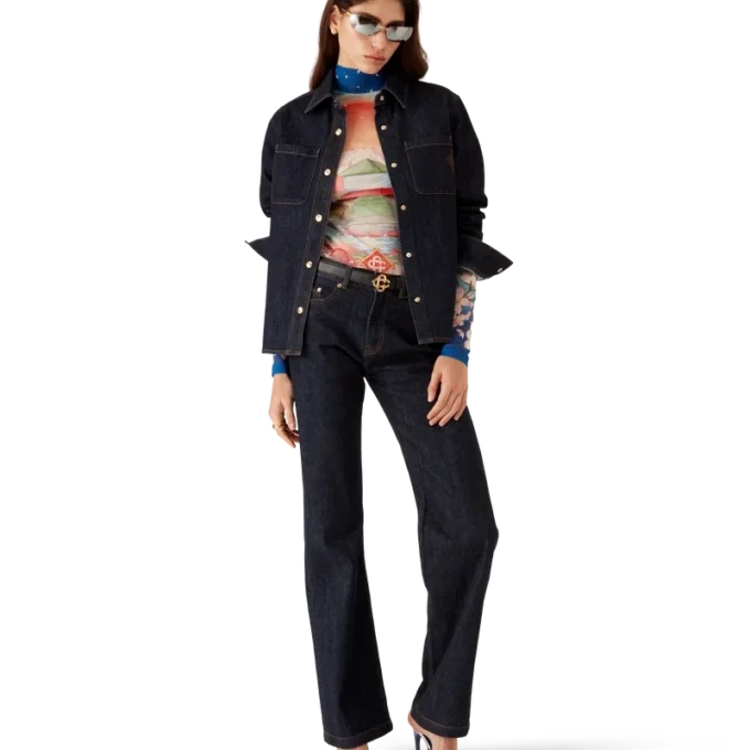 Cămașă din denim cu logo brodat Cămașă din denim cu logo brodat