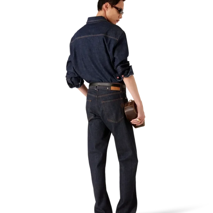 Cămașă din denim cu mâneci scurte și logo brodat