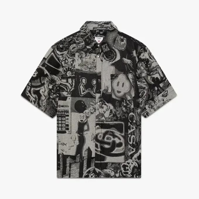 Cămașă din denim cu mâneci scurte Rave Collage