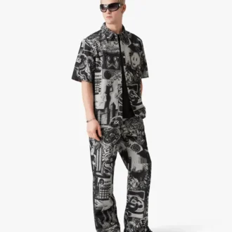 Cămașă din denim cu mâneci scurte Rave Collage