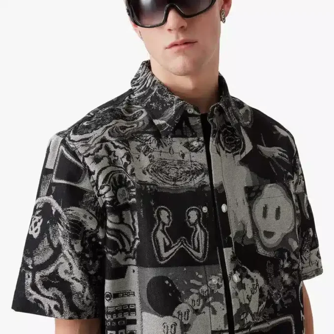 Cămașă din denim cu mâneci scurte Rave Collage