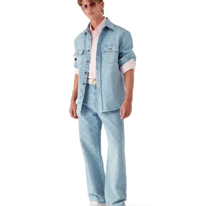 Cămașă din denim cu monogramă