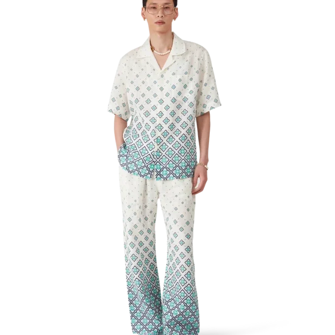 Cămașă din in cu monogramă în degrade