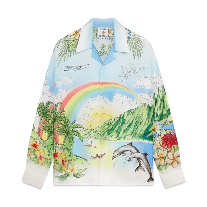 Cămașă din mătase cu mâneci lungi Aloha