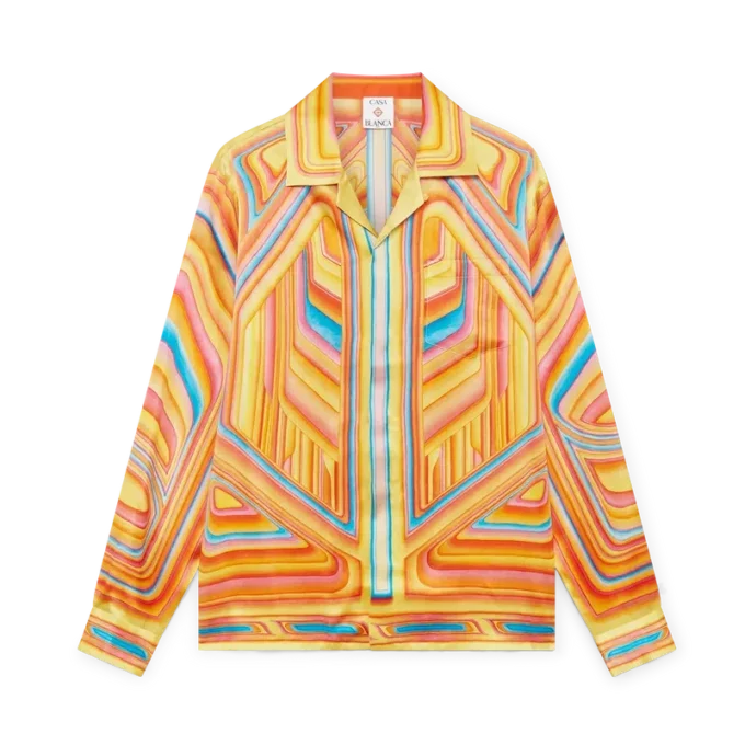 Cămașă din mătase cu mâneci lungi și croi larg