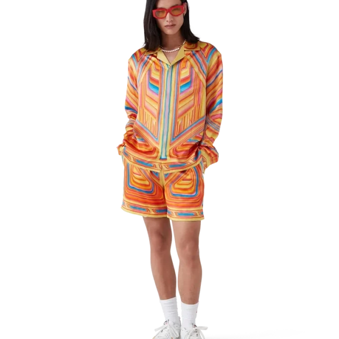 Cămașă din mătase cu mâneci lungi și croi larg