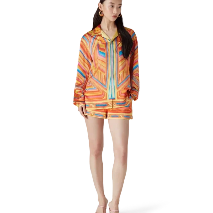 Cămașă din mătase cu mâneci lungi și croi larg