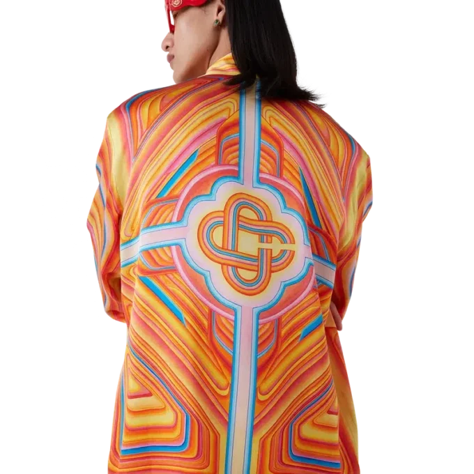 Cămașă din mătase cu mâneci lungi și croi larg