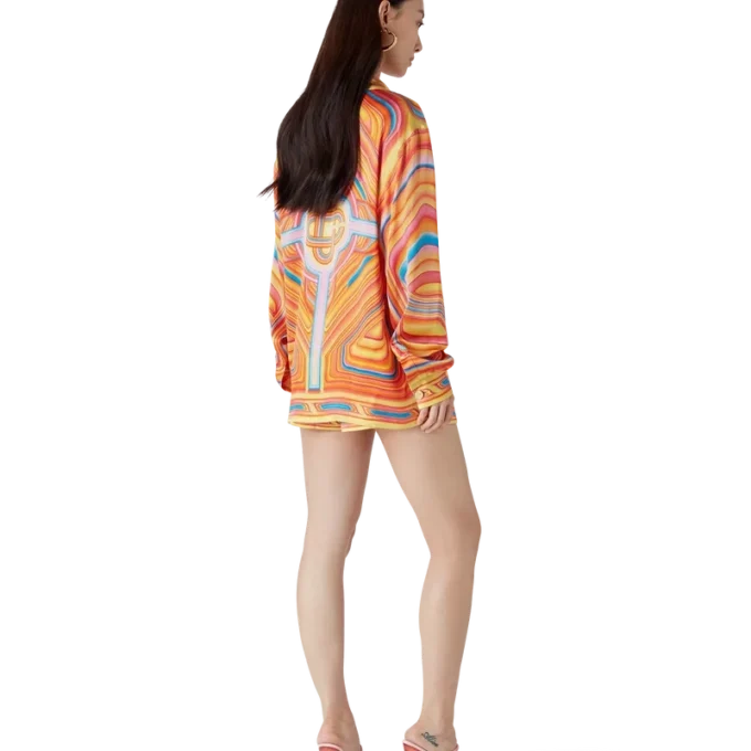 Cămașă din mătase cu mâneci lungi și croi larg