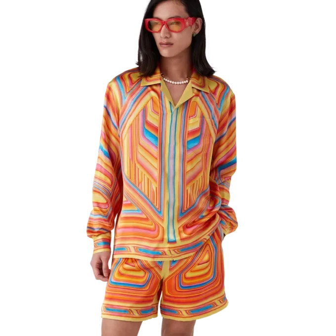 Cămașă din mătase cu mâneci lungi și croi larg