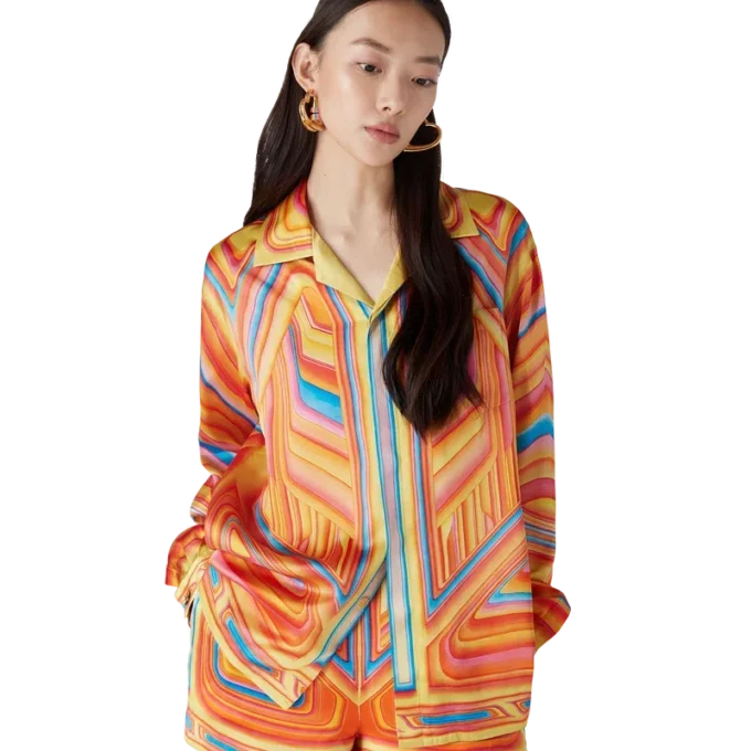 Cămașă din mătase cu mâneci lungi și croi larg