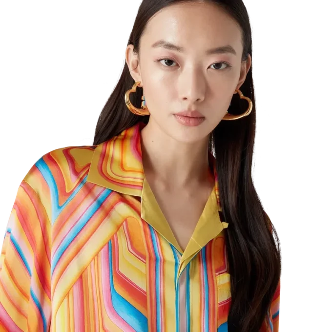 Cămașă din mătase cu mâneci lungi și croi larg