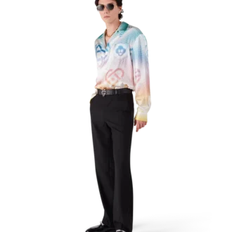 Cămașă din mătase cu mâneci lungi și logo Halftone