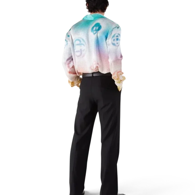 Cămașă din mătase cu mâneci lungi și logo Halftone