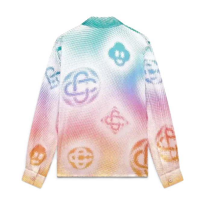 Cămașă din mătase cu mâneci lungi și logo Halftone