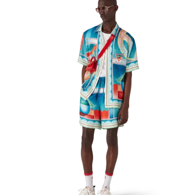 Cămașă din mătase cu mâneci scurte Galaxy Court