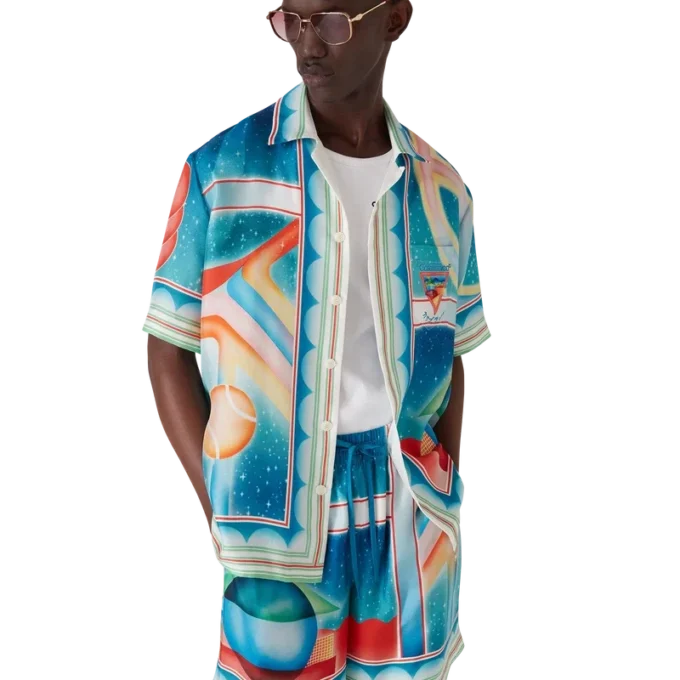Cămașă din mătase cu mâneci scurte Galaxy Court