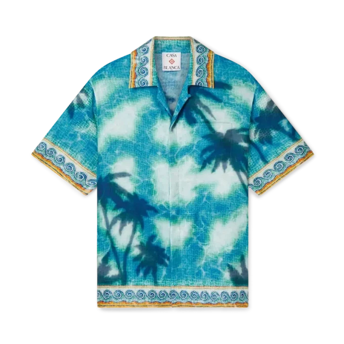 Cămașă din mătase cu mâneci scurte și emblemă Poolside Cămașă din mătase cu mâneci scurte și emblemă Poolside