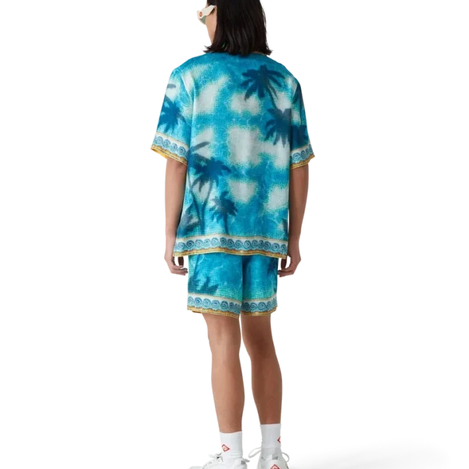 Cămașă din mătase cu mâneci scurte și emblemă Poolside Cămașă din mătase cu mâneci scurte și emblemă Poolside