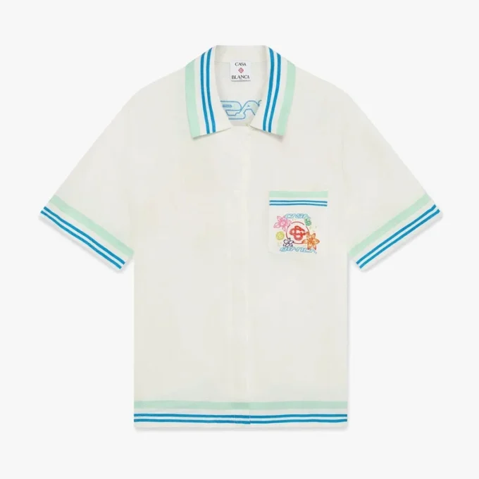 Cămașă din mătase cu mâneci scurte și guler cubanez cu imprimeu floral pe pantaloni scurți