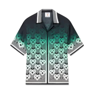 Cămașă din mătase cu mâneci scurte și monogramă în degrade