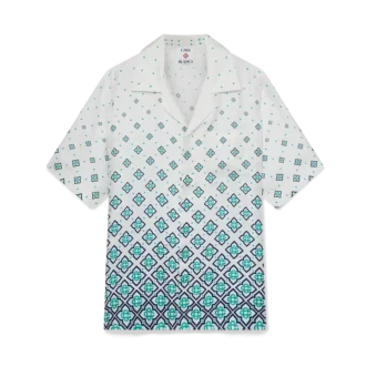 Cămașă din mătase cu mâneci scurte și monogramă în degrade