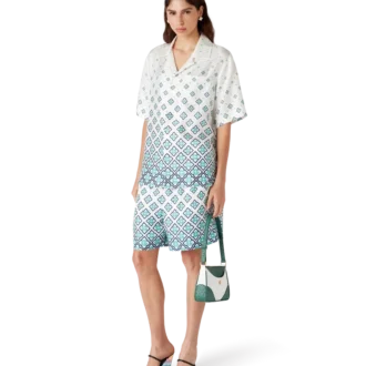 Cămașă din mătase cu mâneci scurte și monogramă în degrade