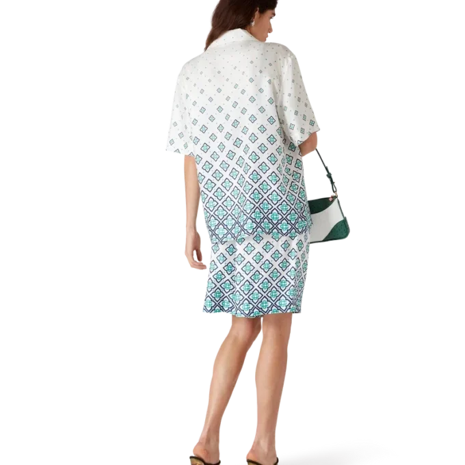 Cămașă din mătase cu mâneci scurte și monogramă în degrade